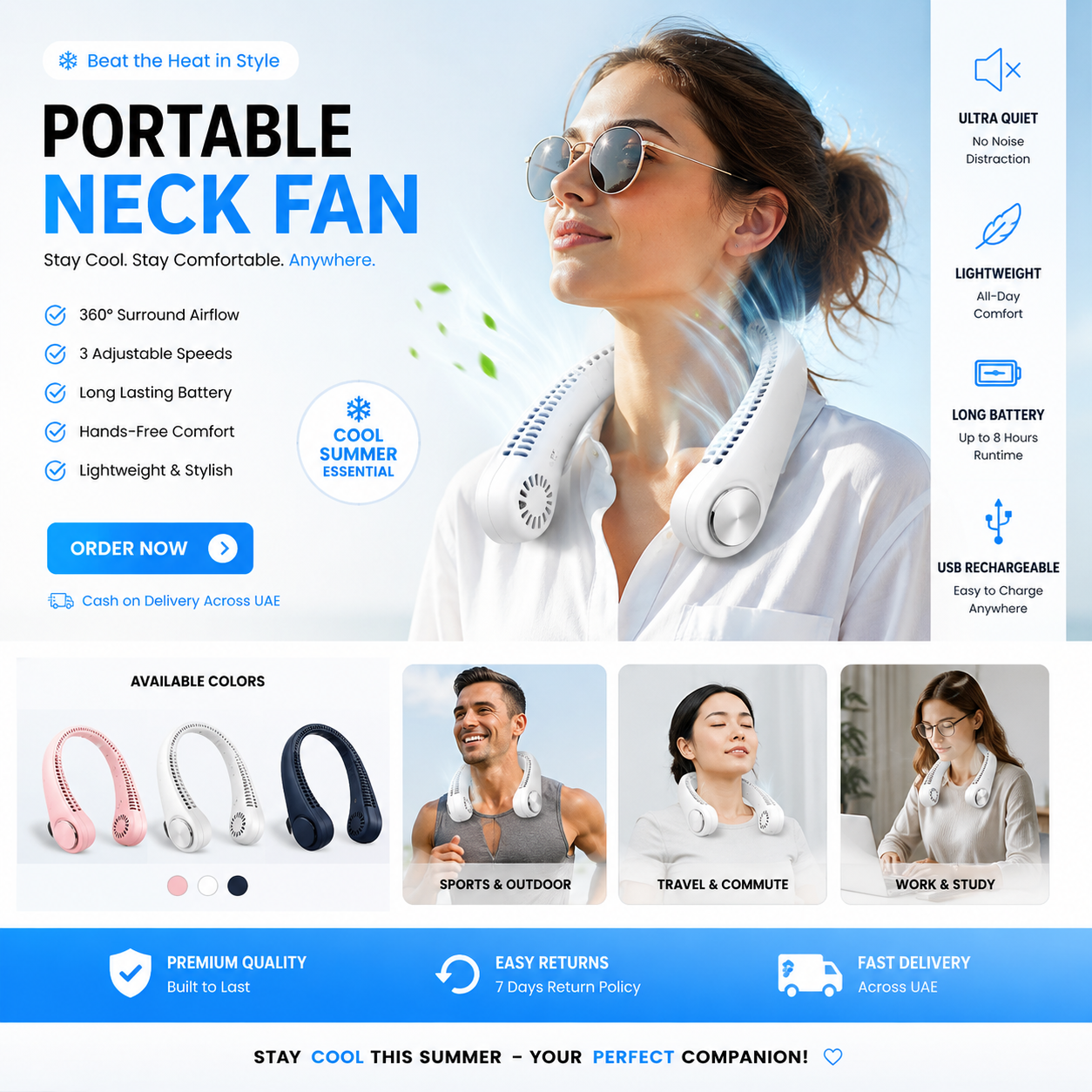 Portable Bladeless Hanging Neck Fan